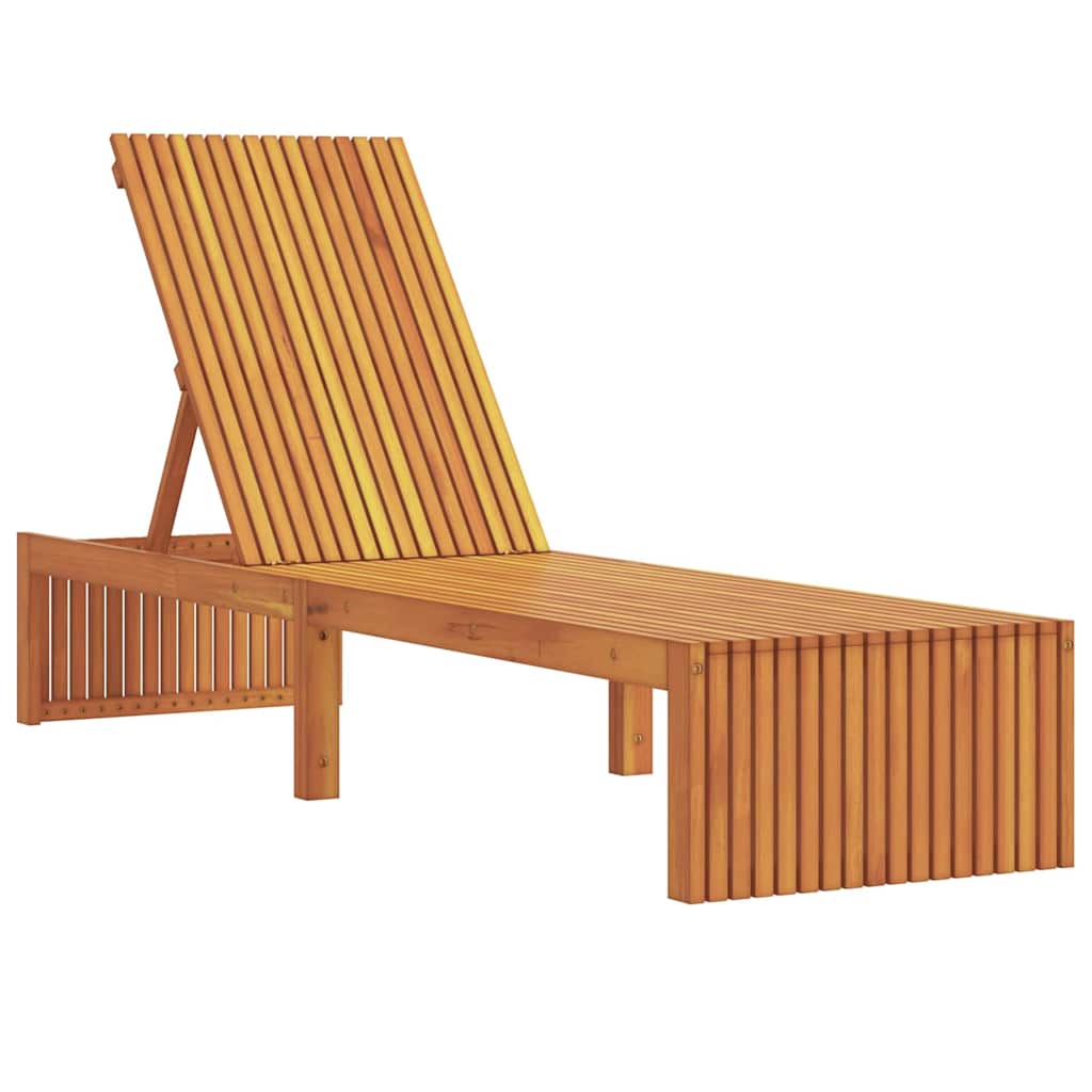 Sun Lounger Reclining Brown 200 x 55 x 94cm Solid Acacia wood